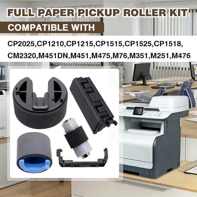 wfsulee Full Paper Pickup Roller Kit Compatible with HP Printer CP2025 CP1210 CP1215 CP1515 CP1525 CP1518 CM2320 M451DN M475 M476 - Image 2